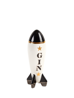 Jonathan Adler Space Age Rocket Porcelain Decanter, 677ml, Gin, Black/Gold - view 2, Black / Gold