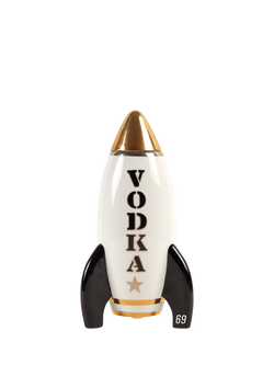 Jonathan Adler Space Age Rocket Porcelain Decanter, 834ml, Vodka, Black/Gold, Black / Gold