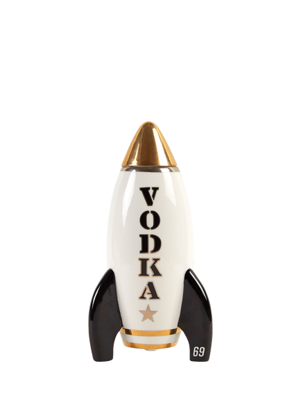 Jonathan Adler Space Age Rocket Porcelain Decanter, 834ml, Vodka, Black/Gold, Black / Gold