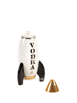 Jonathan Adler Space Age Rocket Porcelain Decanter, 834ml, Vodka, Black/Gold - view 2, Black / Gold