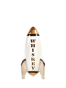 Jonathan Adler Space Age Rocket Porcelain Decanter, 1.25L, Whiskey, Black/Gold, Gold