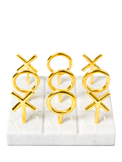 Jonathan Adler Tic-Tac-Toe Set with Marble Base, Brass, Brass