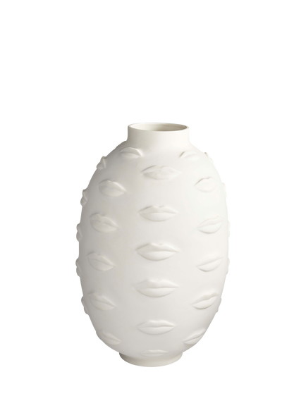 Jonathan Adler Muse Gala Round Porcelain Vase, H24cm, White, White