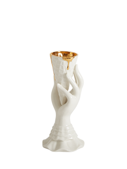 Jonathan Adler I-Scream Porcelain Vase, H18cm, White/Gold - view 2, White