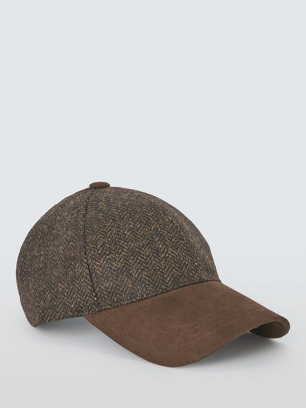 John Lewis Wool Herringbone Baseball Cap, Chocolate Multi - view 2, Chocolate Multi