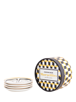 Jonathan Adler Marseilles Porcelain Coasters, Set of 4, 16cm, Black/Gold - view 2, Gold Multi