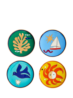 Jonathan Adler Playa Round Porcelain Coasters, Set of 4, Multi, Multi