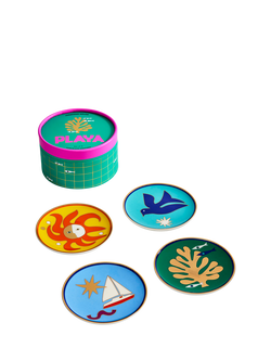Jonathan Adler Playa Round Porcelain Coasters, Set of 4, Multi - view 2, Multi
