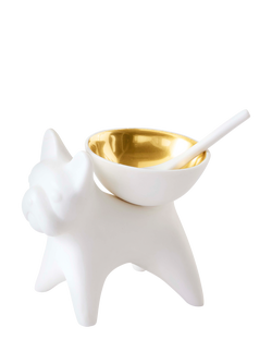 Jonathan Adler French Bulldog Porcelain Salt & Pepper Cellar, Gold/White, Black / White