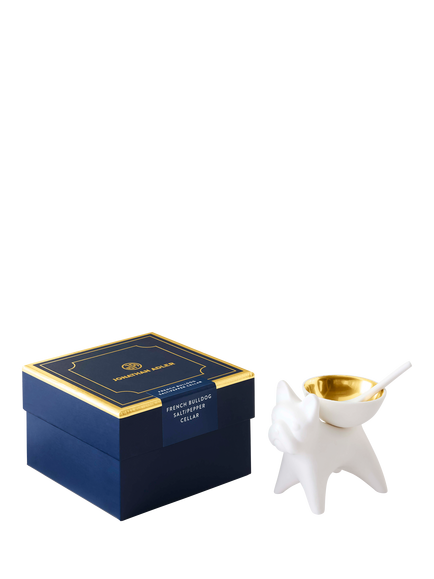 Jonathan Adler French Bulldog Porcelain Salt & Pepper Cellar, Gold/White - view 2, Black / White