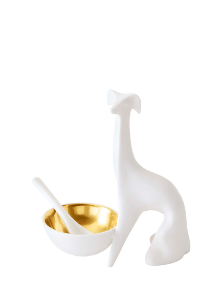 Jonathan Adler Greyhound Porcelain Salt & Pepper Cellar, Gold/White, Gold
