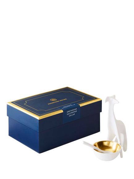 Jonathan Adler Greyhound Porcelain Salt & Pepper Cellar, Gold/White - view 2, Gold