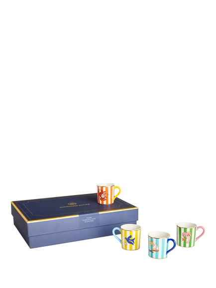 Jonathan Adler Playa Porcelain Espresso Cups & Saucers, Set of 4, 90ml, Multi - view 2, Multi