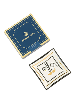 Jonathan Adler Marseilles Porcelain Square Tray, 11cm, Black/Gold - view 2, Gold