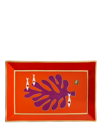 Jonathan Adler Playa Seaside Porcelain Tray, Red, Red