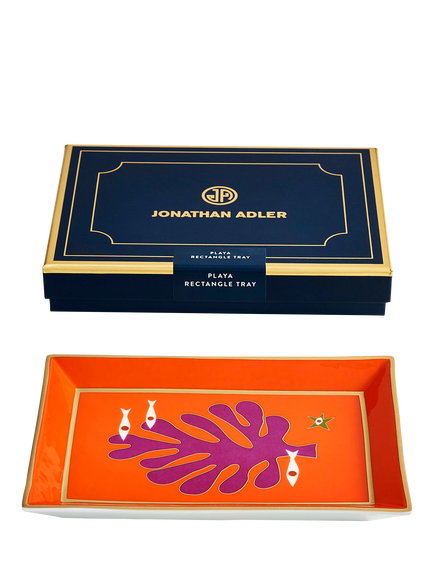 Jonathan Adler Playa Seaside Porcelain Tray, Red - view 2, Red