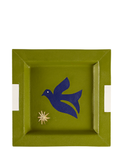 Jonathan Adler Playa Bird Square Pebble Leather Tray, Green, Green