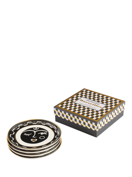Jonathan Adler Marseilles Porcelain Plates, Set of 4, 16cm, Black/Gold - view 2, Gold