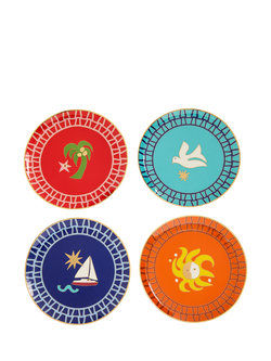 Jonathan Adler Playa Small Porcelain Plates, Set of 4, 16cm, Multi, Multi