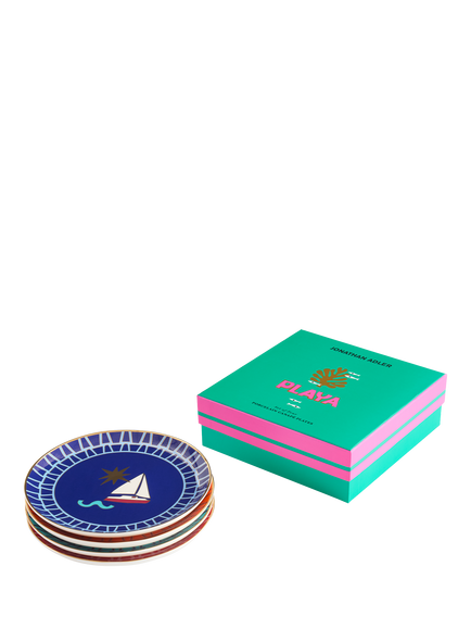Jonathan Adler Playa Small Porcelain Plates, Set of 4, 16cm, Multi - view 2, Multi