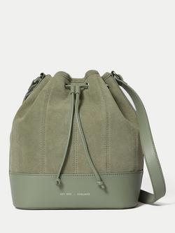 Jigsaw Drawstring Suede Bucket Bag, Blue, Blue