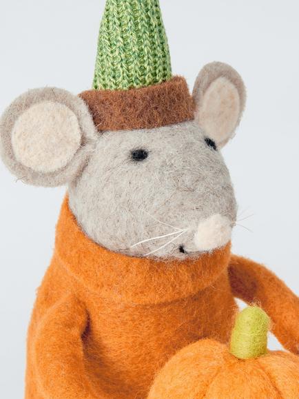 John Lewis Autumn Mouse Felt Room Decoration - view 2, Orange