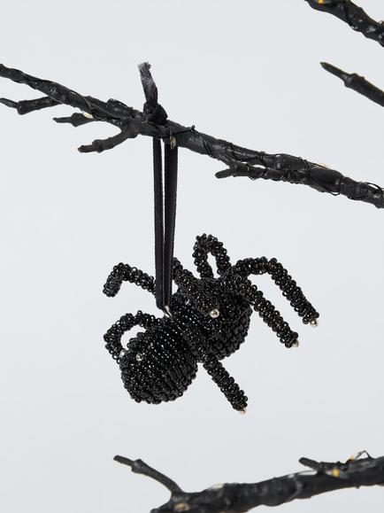 John Lewis Beaded 3D Spider Bauble, Black - view 2, Black
