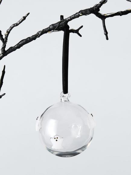 John Lewis Glass Ghost Inlay Bauble, White - view 2, White