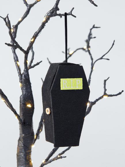 John Lewis Ghost in Coffin Felt Tree Decoration - view 2, Black