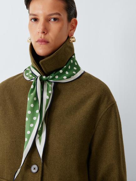 John Lewis Dot Pure Silk Bandana Scarf, Green Multi, Green Multi