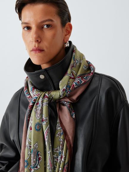 John Lewis Paisley Pure Silk Scarf, Brown Multi, Brown Multi