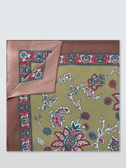 John Lewis Paisley Pure Silk Scarf, Brown Multi - view 2, Brown Multi