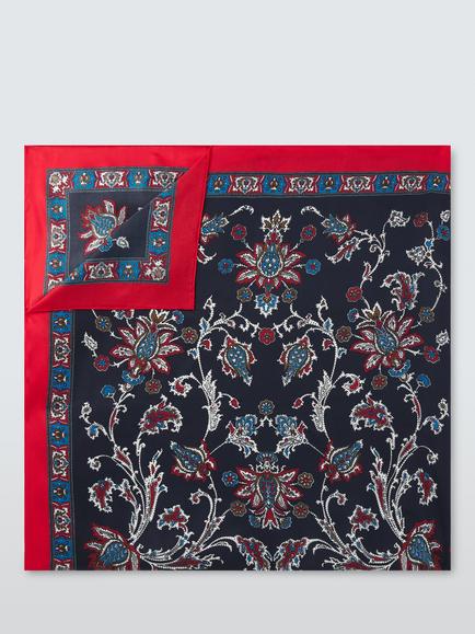 John Lewis Paisley Pure Silk Scarf, Navy Multi - view 2, Navy Multi