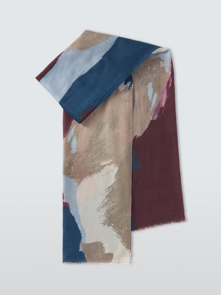 John Lewis Colourblock Modal & Wool Blend Scarf, Blue Multi, Blue Multi