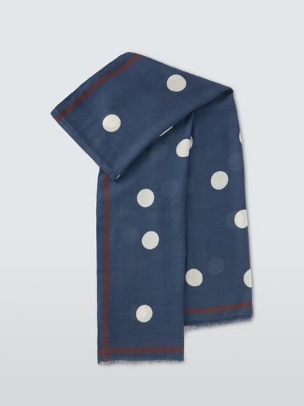 John Lewis Dot Modal & Wool Blend Scarf, Navy, Navy