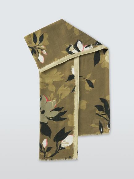 John Lewis Floral Modal & Wool Blend Scarf, Olive Multi, Olive Multi