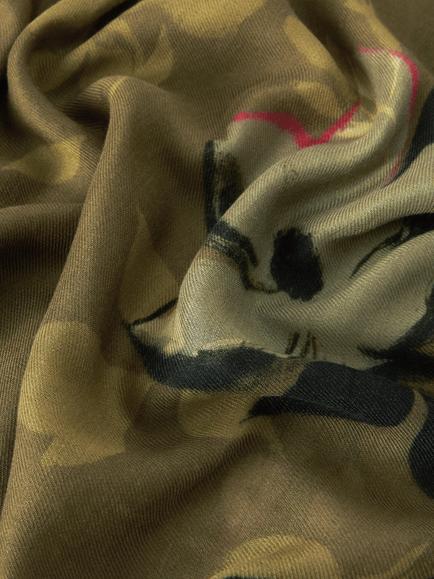 John Lewis Floral Modal & Wool Blend Scarf, Olive Multi - view 2, Olive Multi