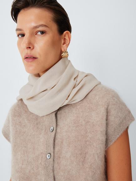 John Lewis Wrap Modal & Wool Blend Scarf, Champagne, Champagne