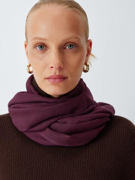 John Lewis Wrap Modal & Wool Blend Scarf, Fig, Fig