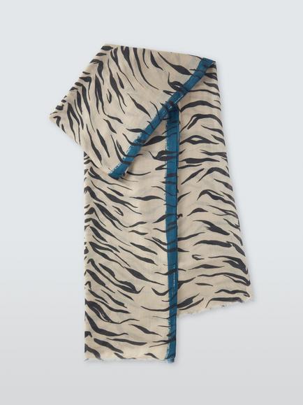 John Lewis Zebra Modal & Wool Blend Scarf, Natural Multi - view 2, Natural Multi