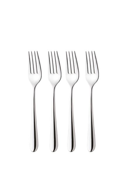 Robert Welch Kingham Bright Stainless Steel Table Forks, Set of 4, Silver