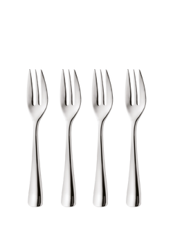 Robert Welch Malvern Bright Stainless Steel Pastry Forks, Set of 4, Silver