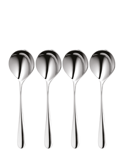 Robert Welch Arden Bright Stainless Steel Round Bowl Soup Spoons, Set of 4, Silver