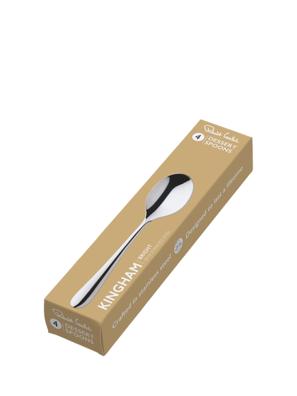 Robert Welch Kingham Bright Stainless Steel Dessert Spoons, Set of 4 - view 2, Silver