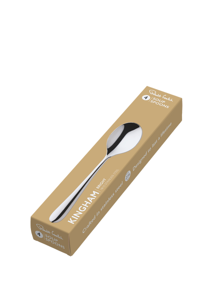Robert Welch Kingham Bright Stainless Steel Soup Spoons, Set of 4 - view 2, Silver