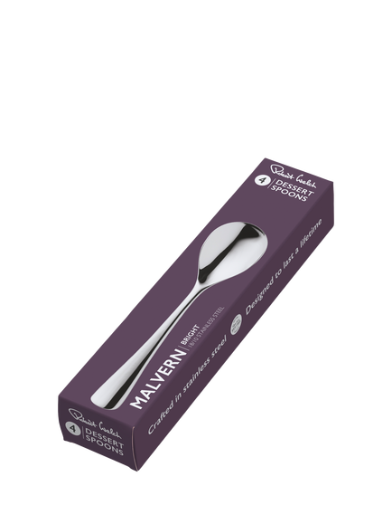 Robert Welch Malvern Bright Stainless Steel Dessert Spoons, Set of 4 - view 2, Silver
