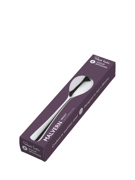 Robert Welch Malvern Bright Stainless Steel Soup Spoons, Set of 4 - view 2, Silver