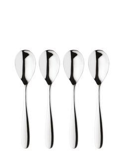 Robert Welch Stanton Bright Stainless Steel Dessert Spoons, Set of 4, Silver