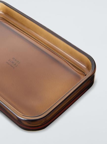 John Lewis Glass Bathroom Accessory Tray, Auburn - view 2, Auburn