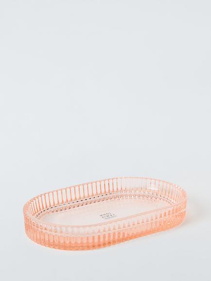 John Lewis Fluted Glass Bathroom Tray, Blush, Blush